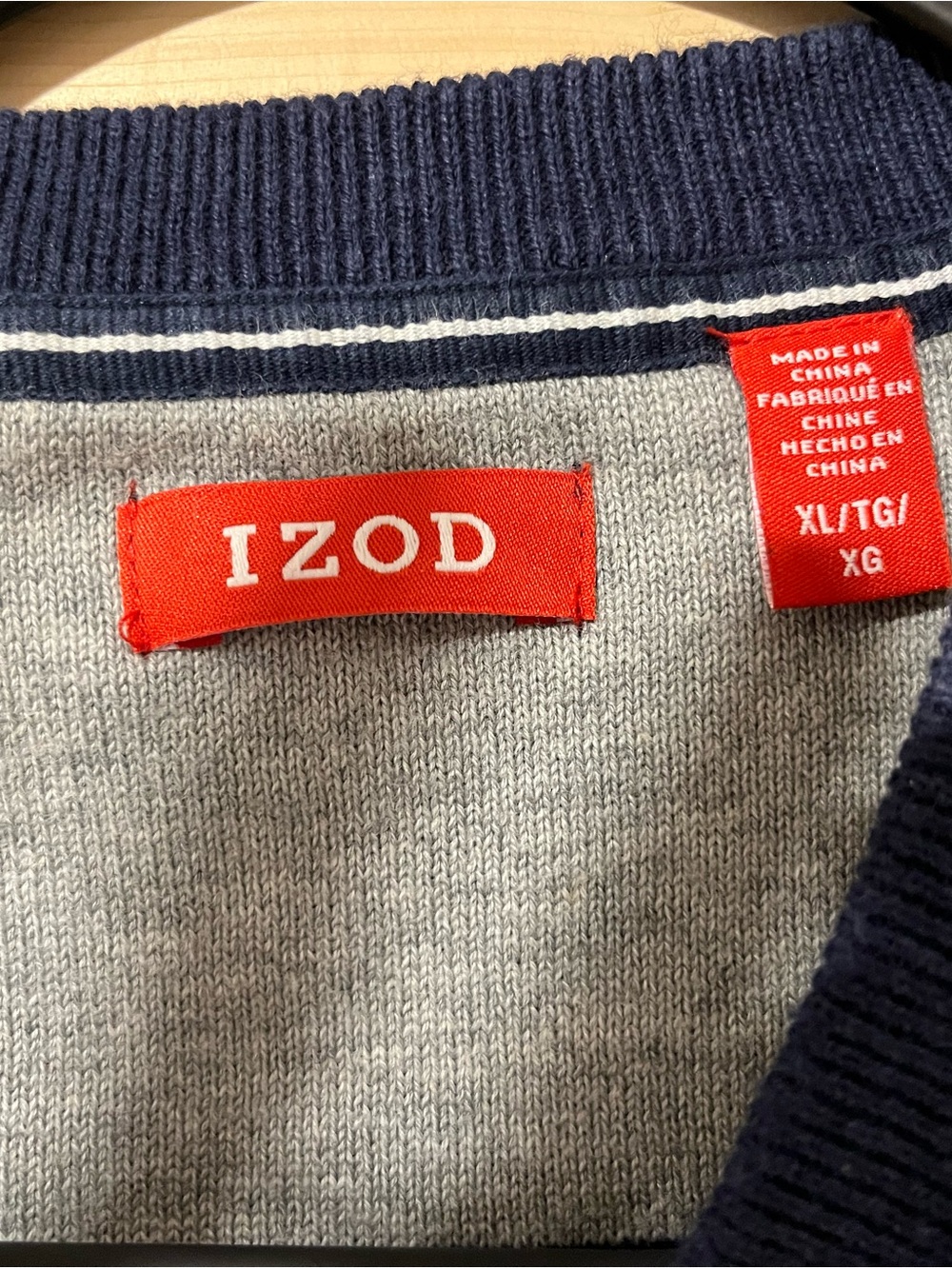 Izod Men's Navy V-Neck Sweater Vest - Solid Knit - Picture 3 of 5